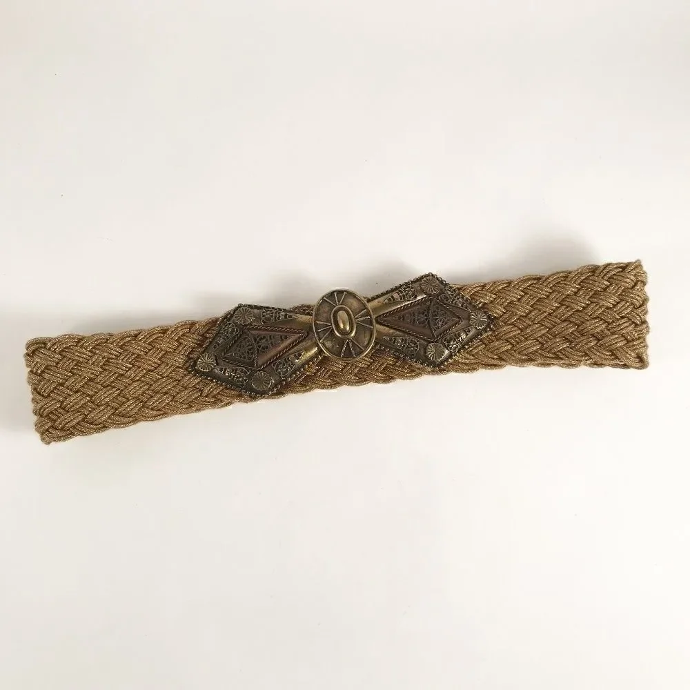 Gold Woven Fabric Belt with Beautiful Metal Clasp